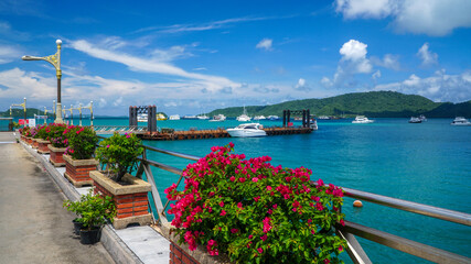 Boast on Phuket Island in Thailand. Chalong Pier