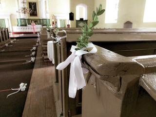 decorated church before the wedding ceremony