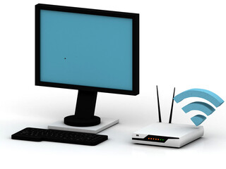 3d Cloud Computer Network and internet communication concept.