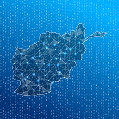 Network map of Afghanistan. Country digital connections map. Technology, internet, network, telecommunication concept. Vector illustration.