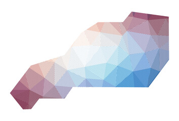 Map of Little Stirrup Cay. Low poly illustration of the island. Geometric design with stripes. Technology, internet, network concept. Vector illustration.
