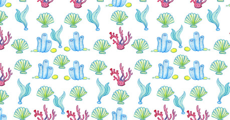 Baner for social networking sea ocean beach watercolor by hand