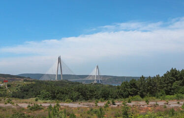Fototapeta na wymiar Yavuz Sultan Selim Bridge over Bosphorus day view in Turkey