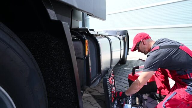 Professional Caucasian Truck Mechanic