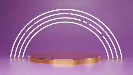 Obraz premium 3D gold and white light abstract concept one product stand design