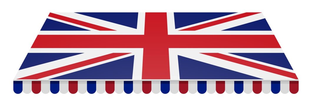 Markise mit der Flagge Großbritanniens