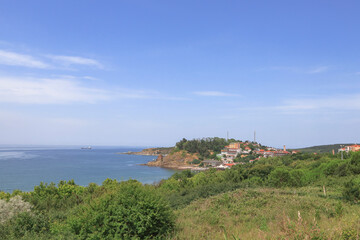 Fototapeta na wymiar Blue sky view in Kilyos, Istanbul.