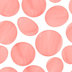 Vector seamless pattern with watercolor circles on white background. Abstract aquarelle illustration