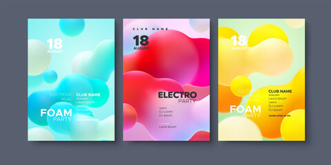 Obraz premium Electronic music festival ads poster set. Modern club electro party invitation.