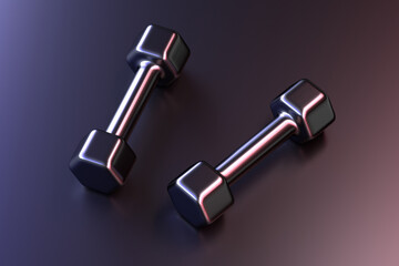 3D rendering different color dumbbell