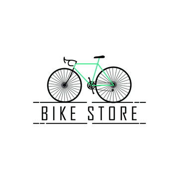 Racing bike gear on road element icon for retro clean flat minimalis bike repair or service bycicle club bike shop and rent logo design vector