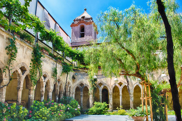 The scenic cloister of San Francesco d'Assisi Church in Sorrento, Italy