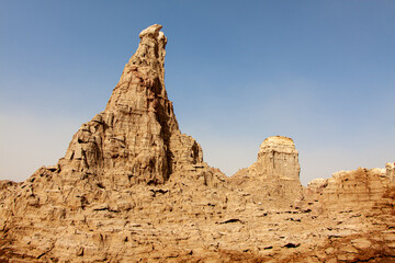 Salt towers in Dallol salt canyons, the Danakil Depression, Ethiopia
