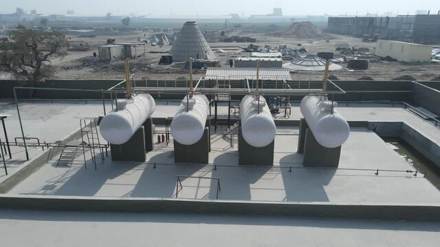 aerial shot of LPG gas cylinder plant