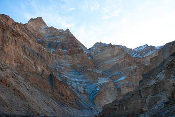 snow on the rocky  mountains of Leh