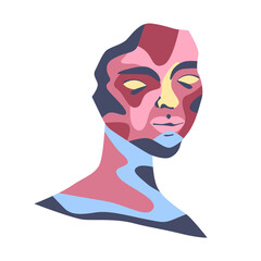 Abstract portrait of sculpture. Modern Art. Vector illustration.