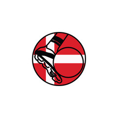 Foot ball and flag of denmark logo