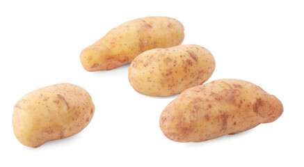 Raw potatoes isolated on white background