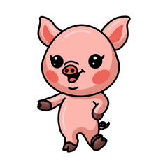 Obraz na płótnie Canvas Cute little pig cartoon posing