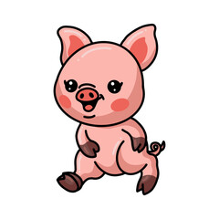 Obraz na płótnie Canvas Cute little pig cartoon walking