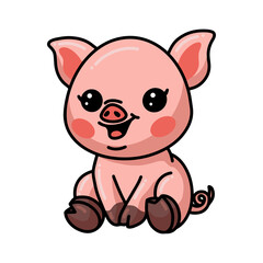 Obraz na płótnie Canvas Cute little pig cartoon sitting