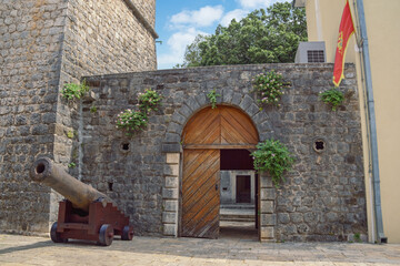 Montenegro, Tivat city. Medieval summer house of the Buca family.  Entrance door