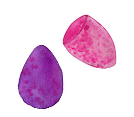 Two makeup sponges hand drawn watercolor lipart isolated on white background