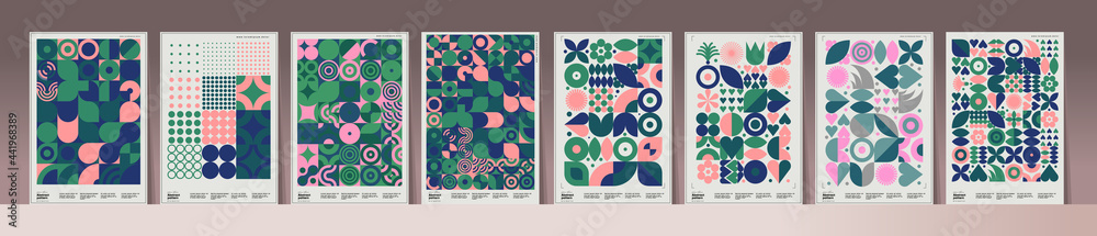 Wall mural abstract geometric patterns. a set of vector illustrations. mega collection of art paintings. ideal 