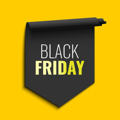 Black friday sale banner. Black ribbon. Vector illustration.