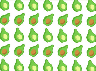 avocado pattern green and brown on a white background
