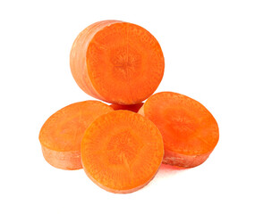 Fresh Carrots with sliced isolated on white background.