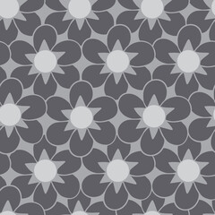 Fototapeta na wymiar Grey abstract geometric floral repeat seamless background pattern design