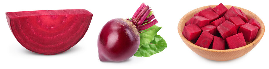 beetroot isolated on white background with full depth of field. Top view. Flat lay. Set or collection