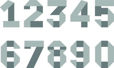Vector Digits of Simple Font Origami Style 