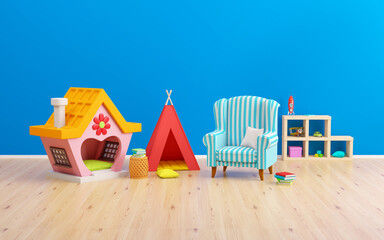 baby room tipi, children's house and armchair © Alexei Sysoev