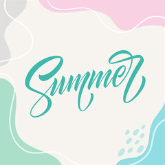 Vector illustration summer vibers abstract background. Pastel colors with summer lettering.
