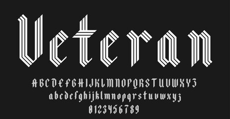 Set of alphabets font letters and numbers elegant antique vintage blackletter concept vector illustration