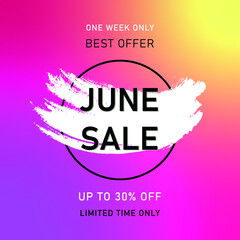 June Sale Banner with bright background