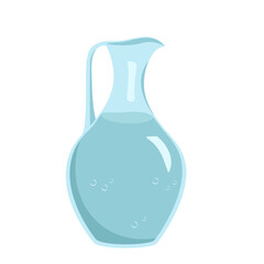 Glass jug with water. Tableware for the kitchen, an item for cooking and drinking. 