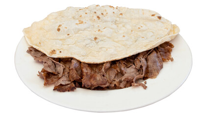 Turkish doner kebab isolated on white background