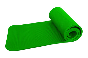 Green Yoga and Fitness Mat isolated against white background
