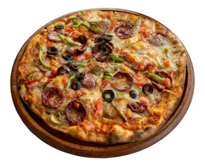 Mixed pizza isolated on white background