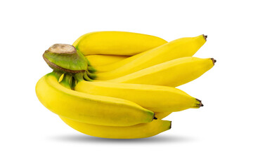 Bunch of ripe yellow bananas isolated on white background.