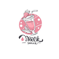 milk shake handdrawn lettering logo - 441974389