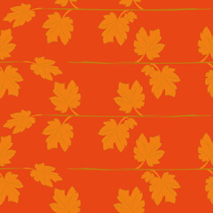 Gold, yellow and orange leafs vector repeat pattern print background
