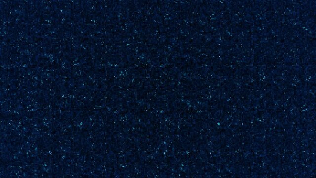 Abstract grid with small blinking blue and white circles, seamless loop. Animation. Mosaic texture of flowing tiny particles.