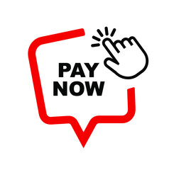 pay now sign on white background