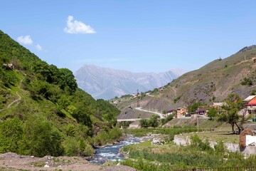 The village of Olgeti and the Armkhi river. Dzheyrakh region The Republic of Ingushetia. Russia