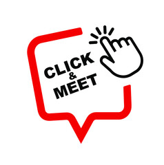 clicl and meet sign on white background
