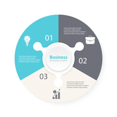 Circle puzzle infographic template for cycle diagram, graph, web design, presentation and round chart. Puzzle business concept with 3 steps, options or processes. Vector abstract background.